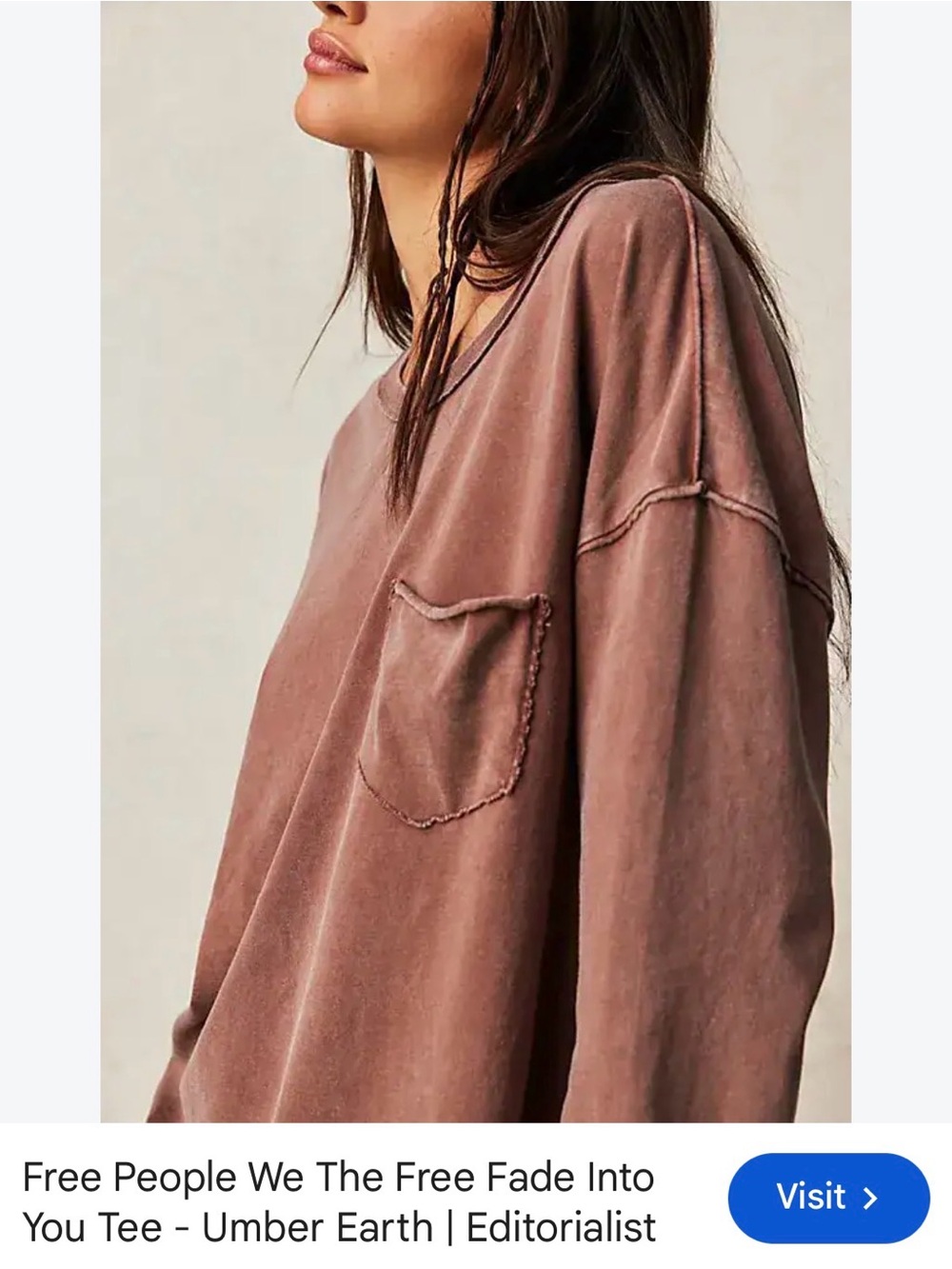 Free People Washed Umber Long-Sleeve Pocket Tee